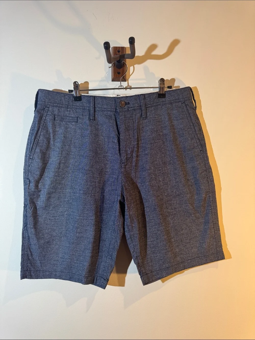 Express Men's Heathered Navy Flat Front Shorts